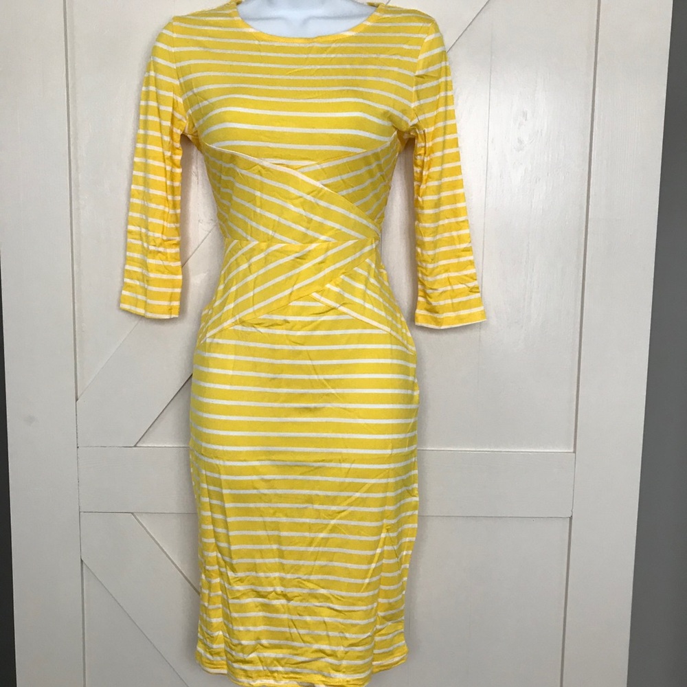 Yellow striped midi dress - Picture 5 of 5